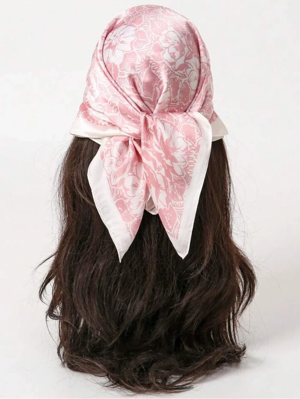 Pink & White Floral Neck Scarf - Women's Accessory 27.5”